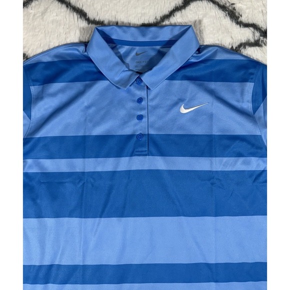 NIKE Dri-Fit Bold Striped Golf Polo Shirt Blue Women's Sz 2XL *NEW* FD6706-435 - Picture 4 of 7